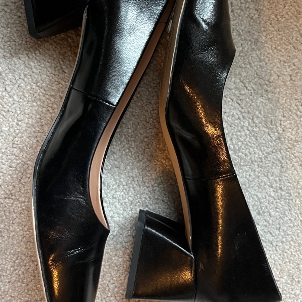 Franco Sarto Jesslyn Leather Block Heel Pumps -9 - Picture 2 of 4